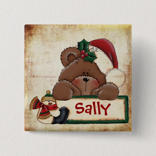 Badge Carré 5 Cm Bouton d'étiquette de bas de Chrtimstas (Devant)