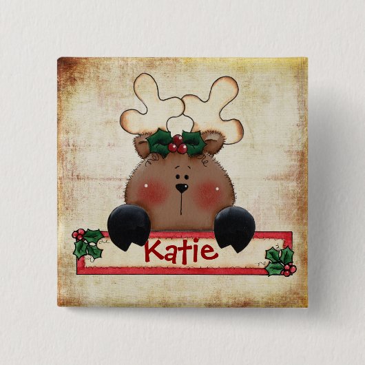 Badge Carré 5 Cm Bouton d'étiquette de bas de Chrtimstas (Devant)