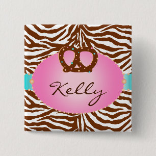 Badge Carré 5 Cm Bouton d'étiquette de nom de zèbre de boulangeri