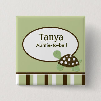 Badge Carré 5 Cm Bouton d'étiquette du nom du Baby shower de tortue