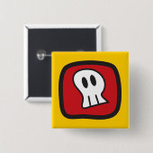 Badge Carré 5 Cm Bouton d'Halloween Fun Party Skulls & Bones (Devant & derrière)