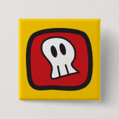 Badge Carré 5 Cm Bouton d'Halloween Fun Party Skulls & Bones (Devant)