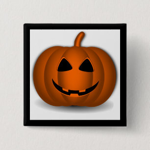 Badge Carré 5 Cm Bouton d'Halloween Jack o' Lantern