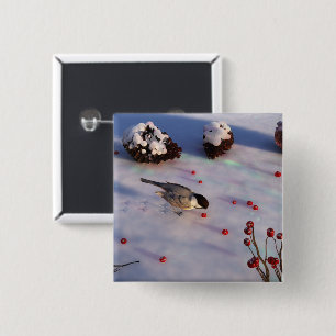 Badge Carré 5 Cm Bouton d'hiver du poulet