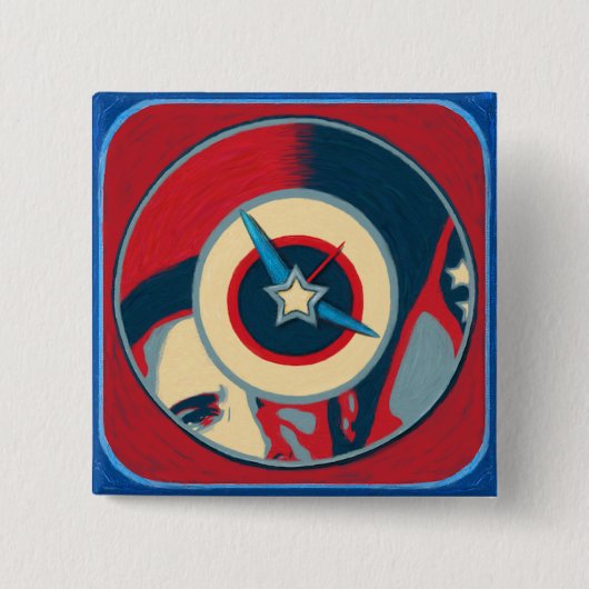 Badge Carré 5 Cm Bouton d'horloge d'Obama (Devant)