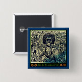 Badge Carré 5 Cm Bouton Dia de los muertos (Devant & derrière)