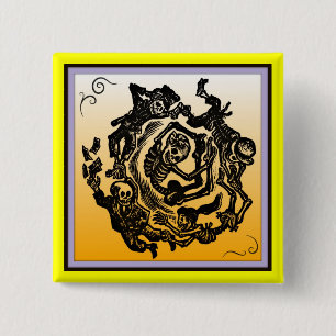 Badge Carré 5 Cm Bouton Dia de los muertos