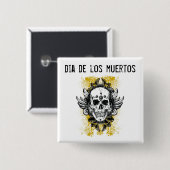 Badge Carré 5 Cm Bouton Dia de los muertos (Devant & derrière)