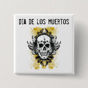 Badge Carré 5 Cm Bouton Dia de los muertos