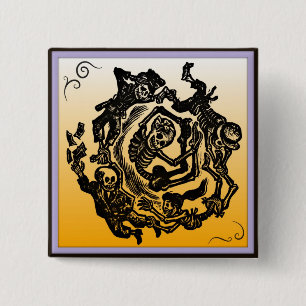 Badge Carré 5 Cm Bouton Dia de los muertos