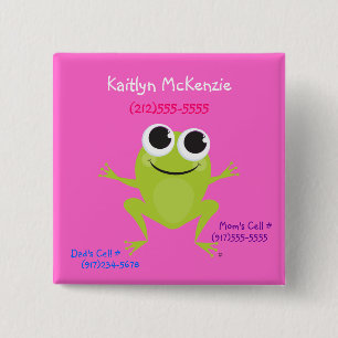 Badge Carré 5 Cm Bouton d'identification de grenouille