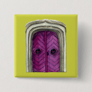 Badge Carré 5 Cm Bouton d'illustration de la porte colorée