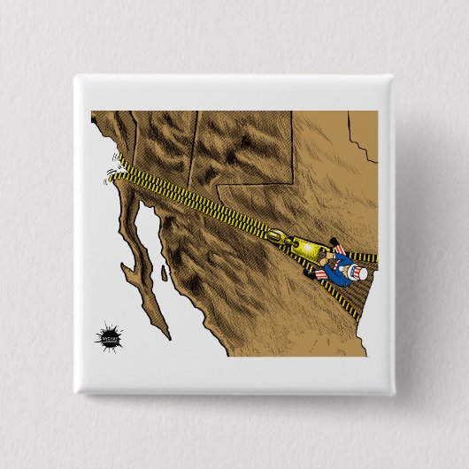 Badge Carré 5 Cm bouton d'Immigration-couleur (Devant)