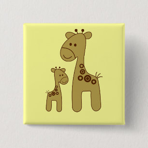 Badge Carré 5 Cm Bouton d'impression de la Giraffe de dessin