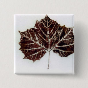 Badge Carré 5 Cm Bouton d'impression de la nature feuille