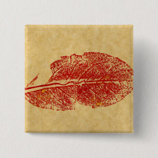 Badge Carré 5 Cm Bouton d'impression de la nature feuille