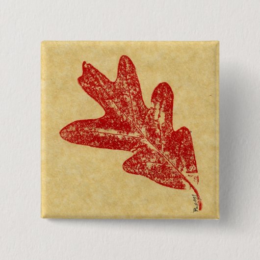 Badge Carré 5 Cm Bouton d'impression de la nature feuille (Devant)