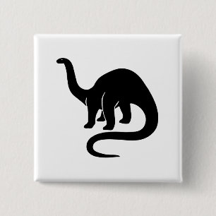 Badge Carré 5 Cm Bouton Dinosaur noir