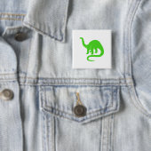 Badge Carré 5 Cm Bouton Dinosaur Vert clair (En situation)