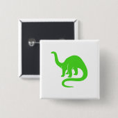 Badge Carré 5 Cm Bouton Dinosaur Vert clair (Devant & derrière)