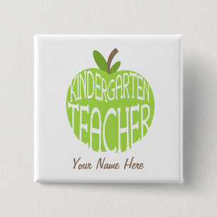 Badge Carré 5 Cm Bouton d'institutrice gardienne - Apple vert