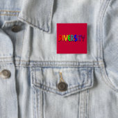 Badge Carré 5 Cm Bouton Diversité (En situation)