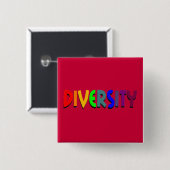 Badge Carré 5 Cm Bouton Diversité (Devant & derrière)