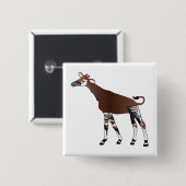 Badge Carré 5 Cm Bouton d'okapi (Devant & derrière)