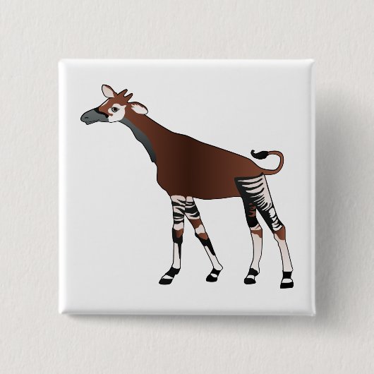 Badge Carré 5 Cm Bouton d'okapi (Devant)