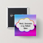 Badge Carré 5 Cm Bouton Domination Mondiale (Devant & derrière)