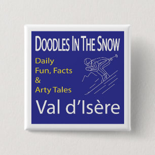 Badge Carré 5 Cm bouton "Doodle dans la neige" (badge)