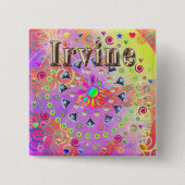 Badge Carré 5 Cm Bouton doré Lucky Irvine (Devant)