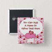 Badge Carré 5 Cm Bouton doux customisé de petit gâteau (Devant & derrière)