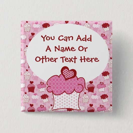 Badge Carré 5 Cm Bouton doux customisé de petit gâteau (Devant)