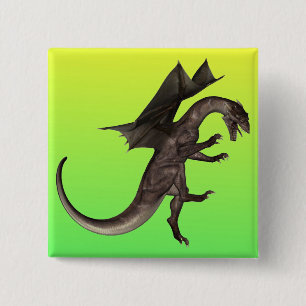 Badge Carré 5 Cm Bouton Dragon