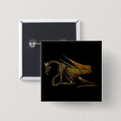 Badge Carré 5 Cm Bouton Dragon (Devant & derrière)