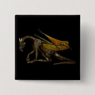 Badge Carré 5 Cm Bouton Dragon