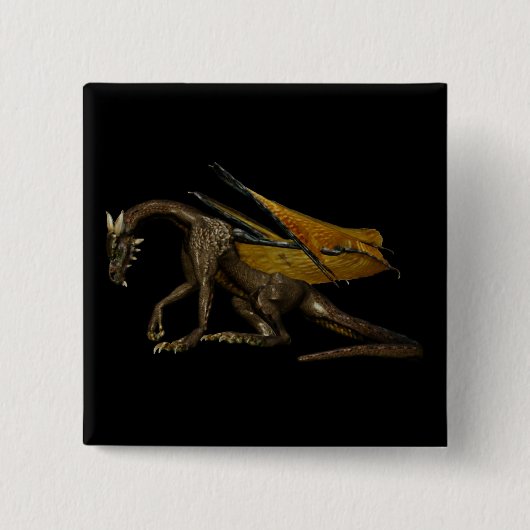 Badge Carré 5 Cm Bouton Dragon (Devant)