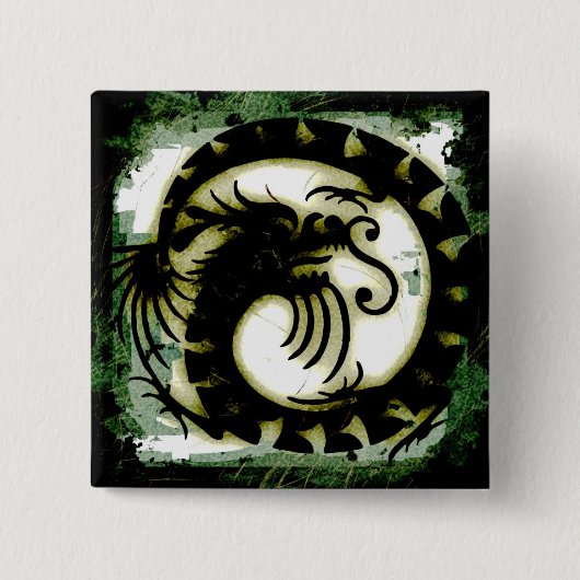 Badge Carré 5 Cm Bouton Dragon (Devant)