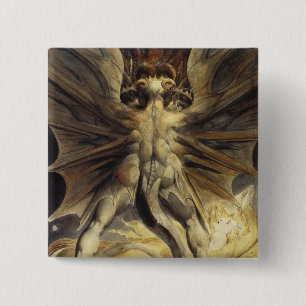 Badge Carré 5 Cm Bouton Dragon rouge