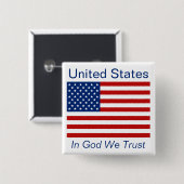 Badge Carré 5 Cm Bouton drapeau américain (Devant & derrière)