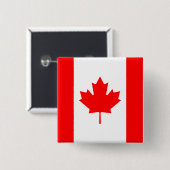 Badge Carré 5 Cm Bouton Drapeau Canada (Devant & derrière)
