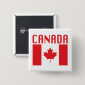 Badge Carré 5 Cm Bouton Drapeau Canada (Devant & derrière)