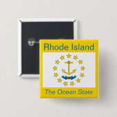 Badge Carré 5 Cm Bouton Drapeau de l'île Rhode (Devant & derrière)