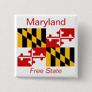 Badge Carré 5 Cm Bouton Drapeau du Maryland