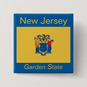 Badge Carré 5 Cm Bouton Drapeau du New Jersey