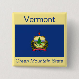 Badge Carré 5 Cm Bouton Drapeau du Vermont