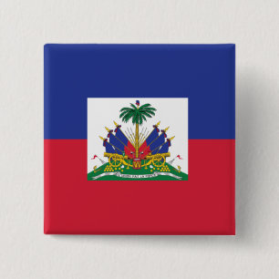 Badge Carré 5 Cm Bouton Drapeau Haïtien