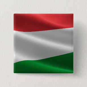 Badge Carré 5 Cm Bouton drapeau hongrois