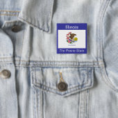 Badge Carré 5 Cm Bouton Drapeau Illinois (En situation)